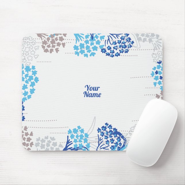 Light and Airy Hydrangea Floral Pattern Mouse Pad (With Mouse)