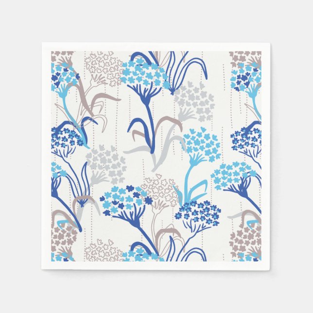 Light and Airy Hydrangea Floral Pattern Napkins (Front)