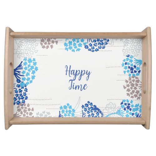 Light and Airy Hydrangea Floral Pattern Serving Tray