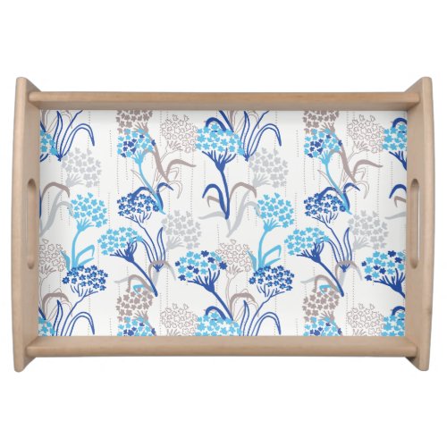 Light and Airy Hydrangea Floral Pattern Serving Tray