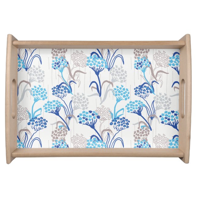 Light and Airy Hydrangea Floral Pattern Serving Tray (Front)