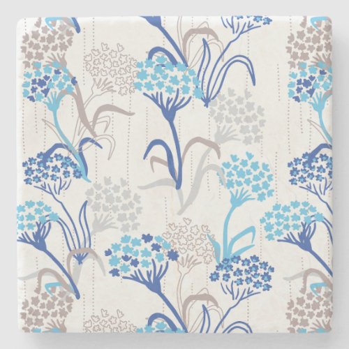 Light and Airy Hydrangea Floral Pattern Stone Coaster