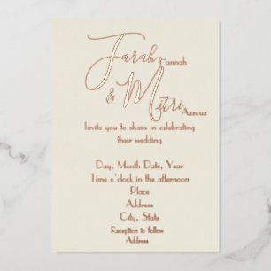 Light and Airy Rose Gold Foil Wedding Invitation F