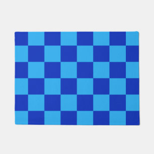 Light and Dark Blue Checker Design Doormat
