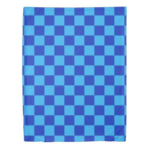 Light and Dark Blue Checker Design Duvet Cover
