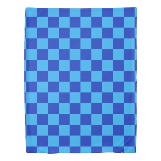 Light and Dark Blue Checker Design  Duvet Cover (Front)
