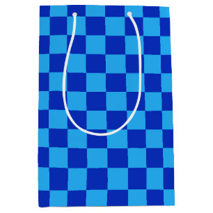 Light and Dark Blue Checker Design Medium Gift Bag