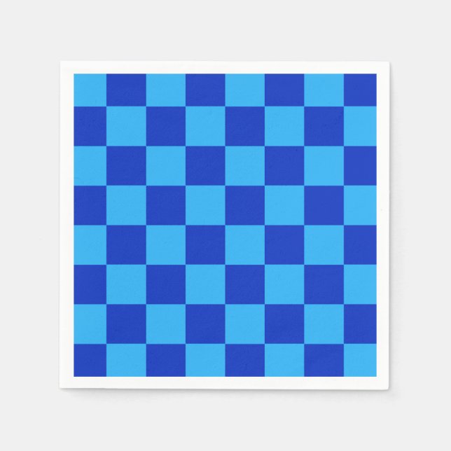 Light and Dark Blue Checker Design  Napkins (Front)