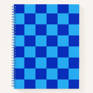 Light and Dark Blue Checker Design  Notebook