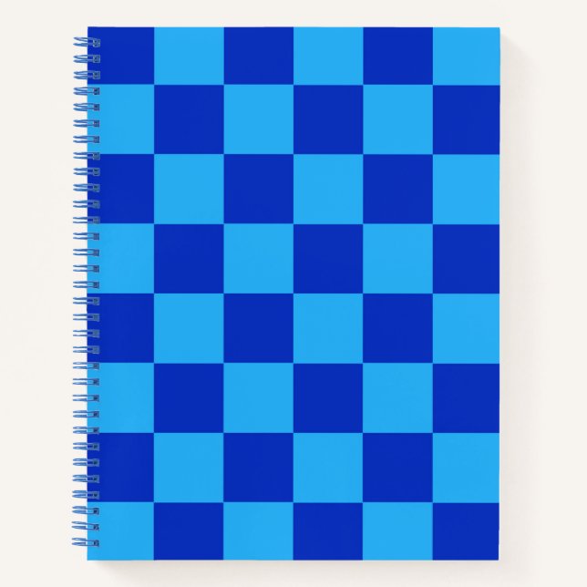 Light and Dark Blue Checker Design  Notebook (Front)
