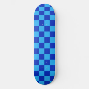 Light and Dark Blue Checker Design Skateboard