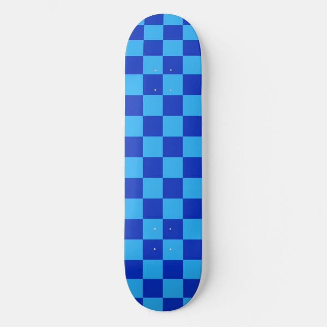 Light and Dark Blue Checker Design  Skateboard (Front)