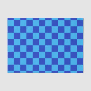 Light and Dark Blue Checker Design Tissue Paper
