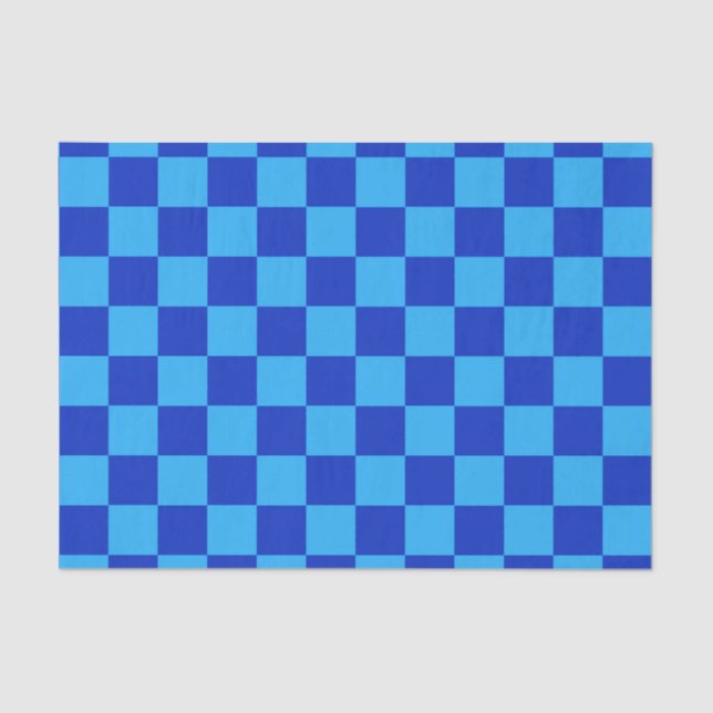 Light and Dark Blue Checker Design  Tissue Paper (Front)