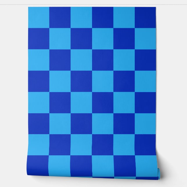 Light and Dark Blue Checker Design  Wallpaper (Unrolling)