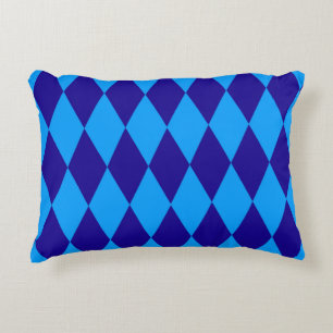 Light and Dark Blue Harlequin Diamonds Checkers Accent Pillow