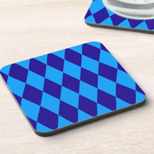 Light and Dark Blue Harlequin Diamonds Checkers Beverage Coaster