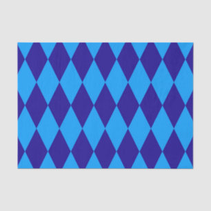 Light and Dark Blue Harlequin Diamonds Checkers Tissue Paper