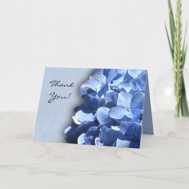 LIght and dark blue hydrangeas Letterpress Thank You Card (Front)
