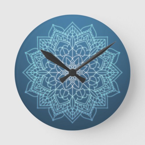 Light and Dark Blue Mandala Round Clock