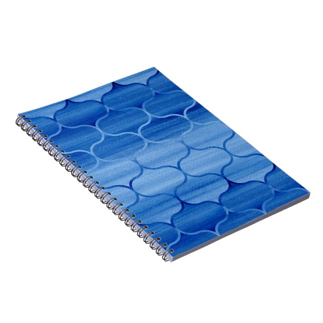 Light and Dark Blue Painted Ogee Design Notebook (Right Side)