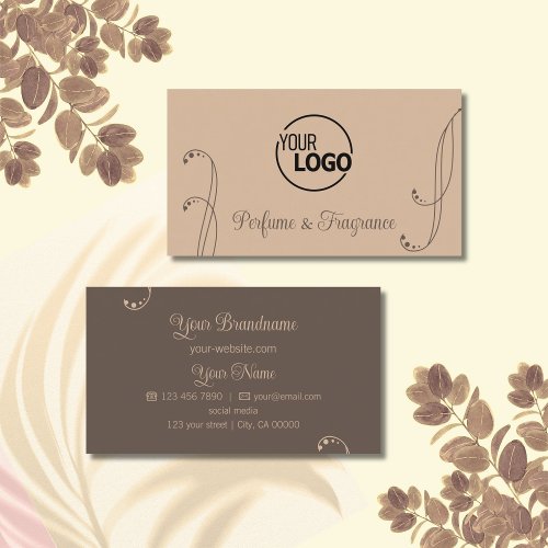 Light and Dark Brown Ornamental with Logo Ornate Business Card
