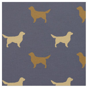 Light and Dark Golden Retriever Dog Silhouettes Fabric