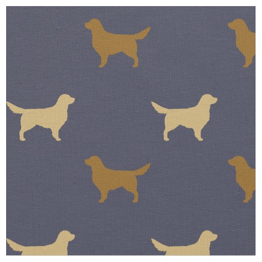 Light and Dark Golden Retriever Dog Silhouettes Fabric
