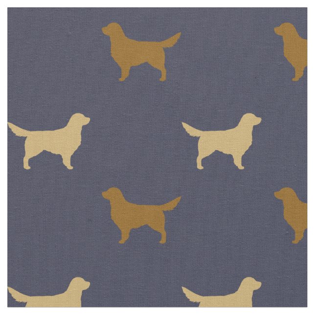 Light and Dark Golden Retriever Dog Silhouettes Fabric (Close Up)