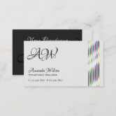 Chessboard Black Light Gray with Monogram Modern Business Card