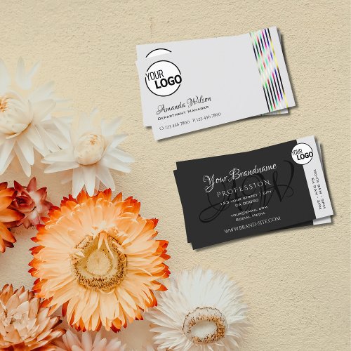 Light and Dark Gray Colors with Logo Opening Hours Business Card