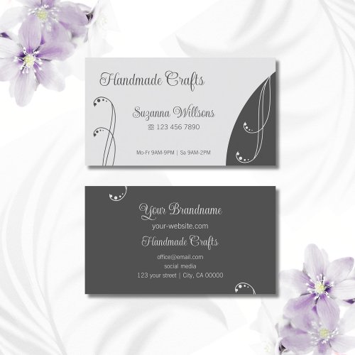 Light and Dark Gray Ornamental Squiggled Ornate Business Card