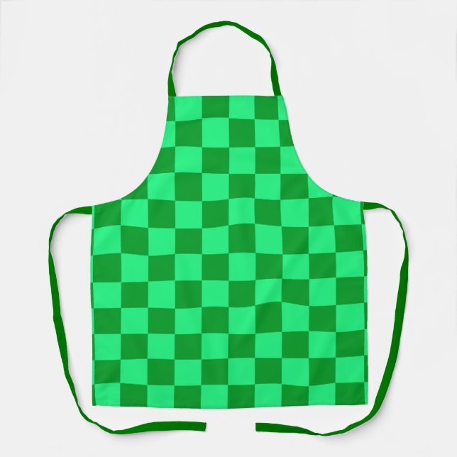 Light and Dark Green Checker Design  Apron (Front)