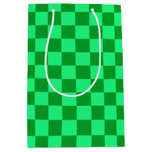 Light and Dark Green Checker Design  Medium Gift Bag