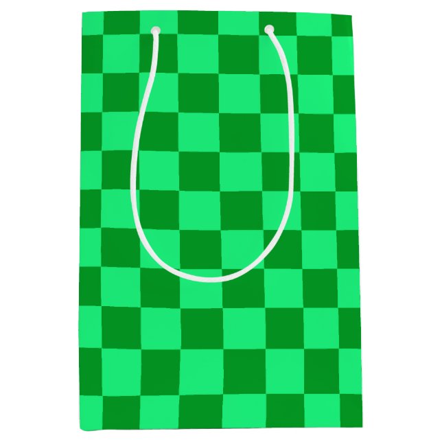 Light and Dark Green Checker Design  Medium Gift Bag (Front)