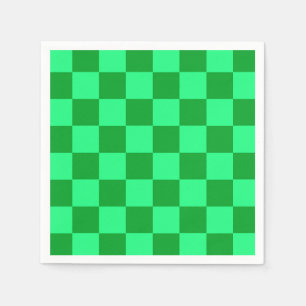 Light and Dark Green Checker Design Napkins