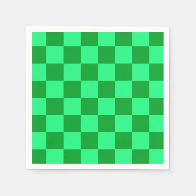 Light and Dark Green Checker Design  Napkins (Front)