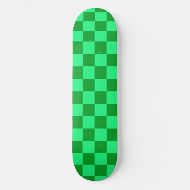 Light and Dark Green Checker Design  Skateboard (Front)