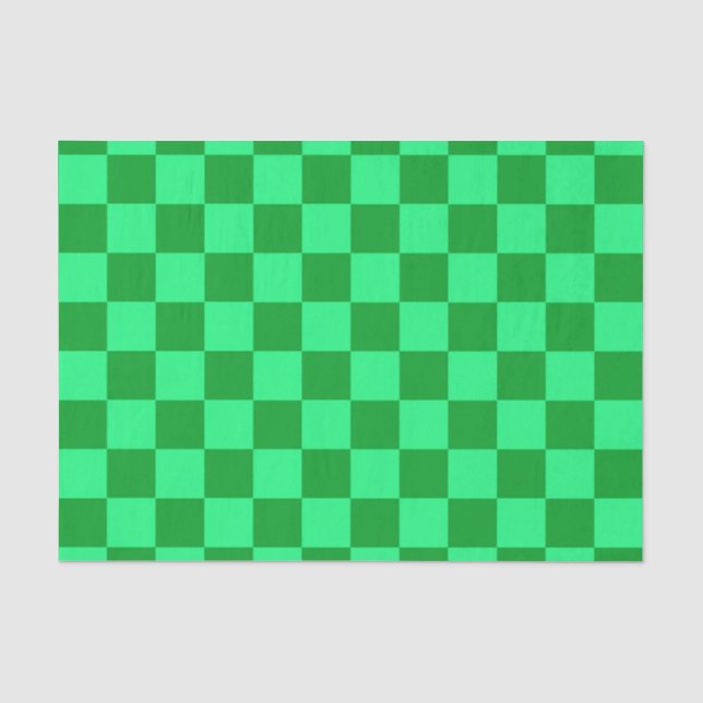 Light and Dark Green Checker Design  Tissue Paper (Front)