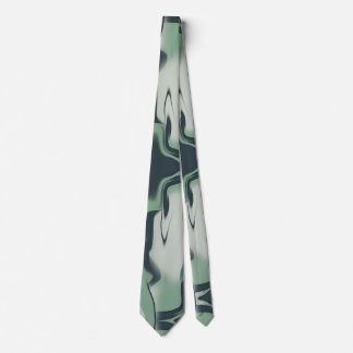 Light and Dark Green Liquid Art on Gray Neck Tie