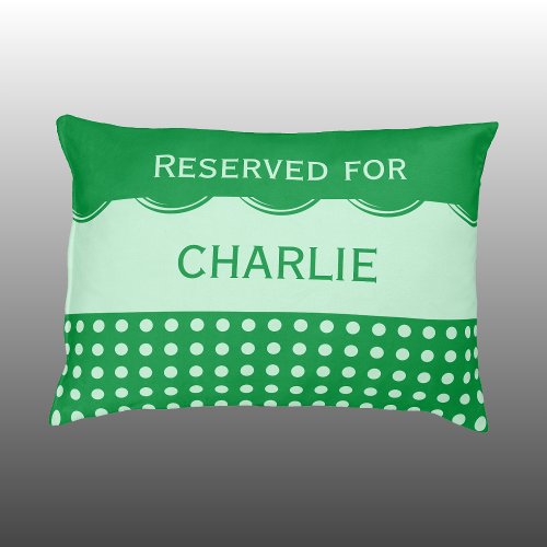 Light and dark green polka dots reserved for name pet bed