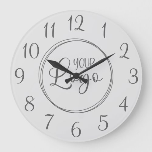 Light and Dark Grey Elegant Script Numbers Logo Large Clock