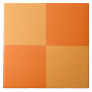 Light and Dark Orange Checker Design  Ceramic Tile