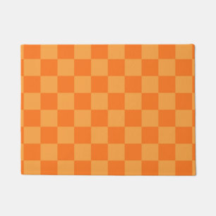 Light and Dark Orange Checker Design Doormat