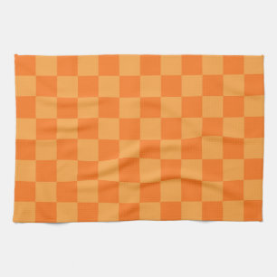 Light and Dark Orange Checker Design Kitchen Towel