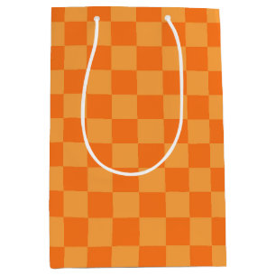 Light and Dark Orange Checker Design  Medium Gift Bag