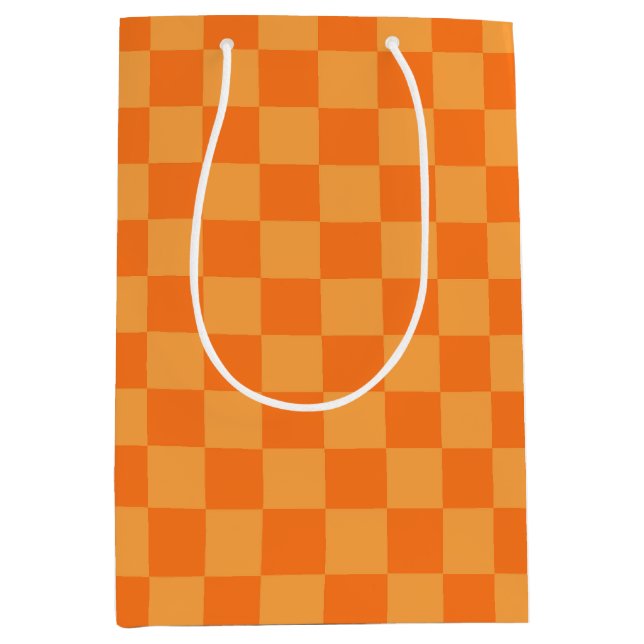 Light and Dark Orange Checker Design  Medium Gift Bag (Front)