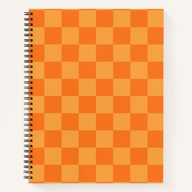 Light and Dark Orange Checker Design  Notebook (Front)