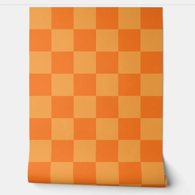 Light and Dark Orange Checker Design  Wallpaper (Unrolling)