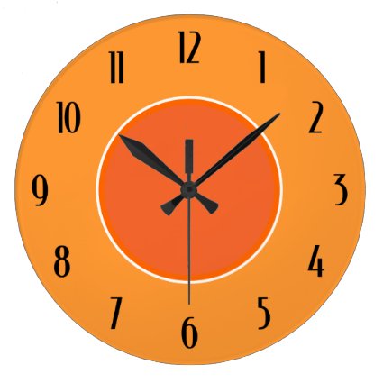 Light and Dark Orange Deco Black Numbers Clock